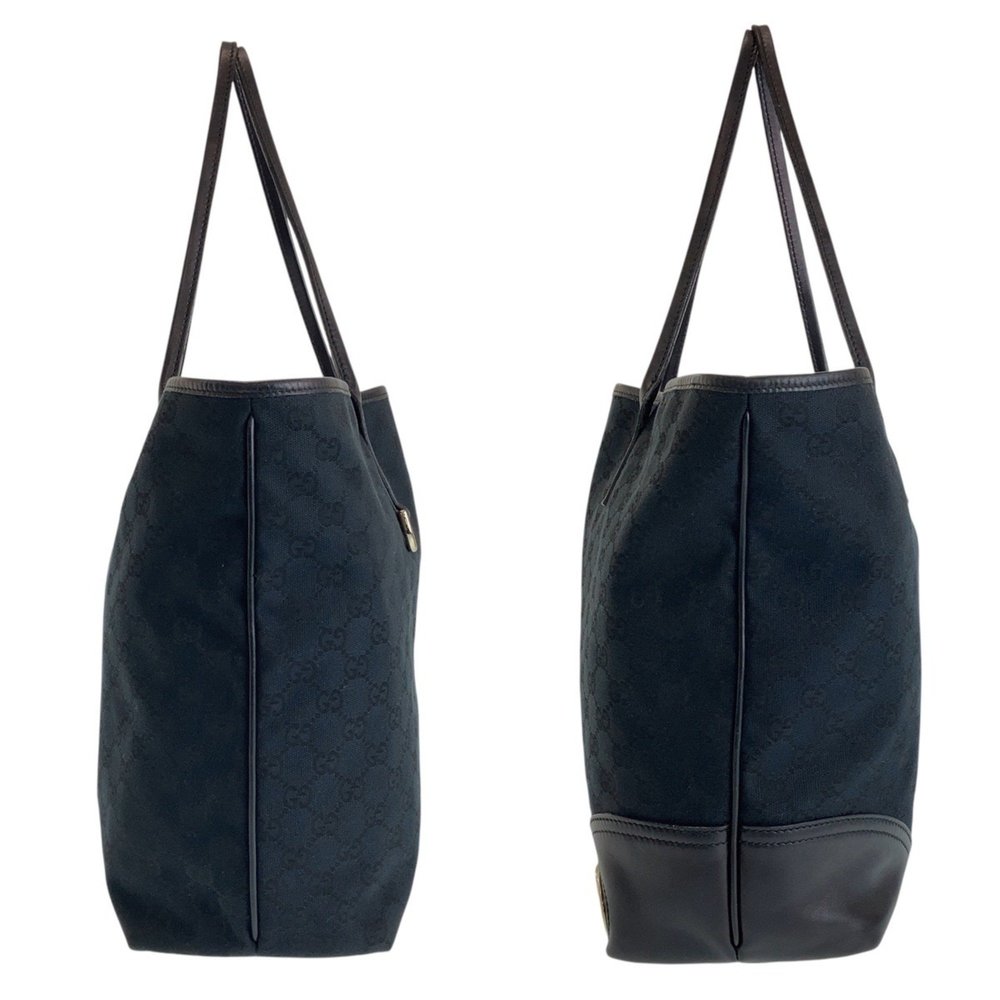 GUCCI Gucci New Brit Black Gold Hardware GG Canvas Leather 169945 Tote Bag Sh... - Picture 7 of 9